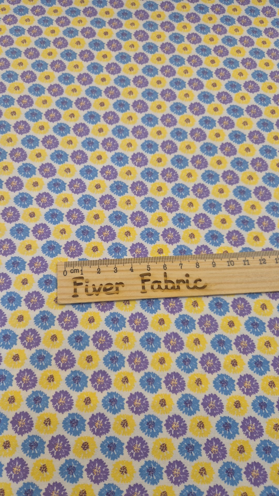 100% cotton flower pop,yellow blue and purple