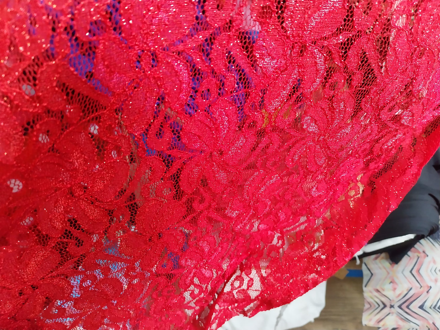 Red glitter lace