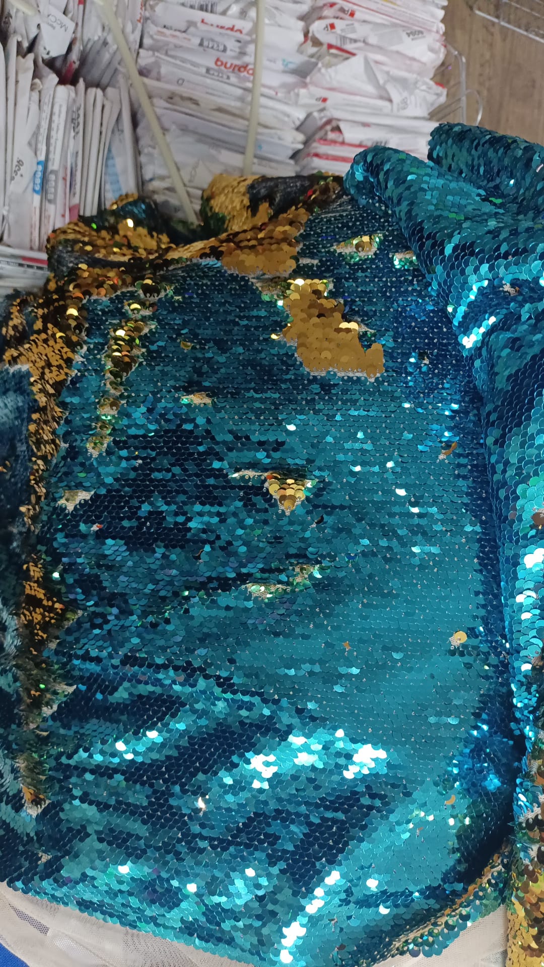 Blue and Gold flip sequins