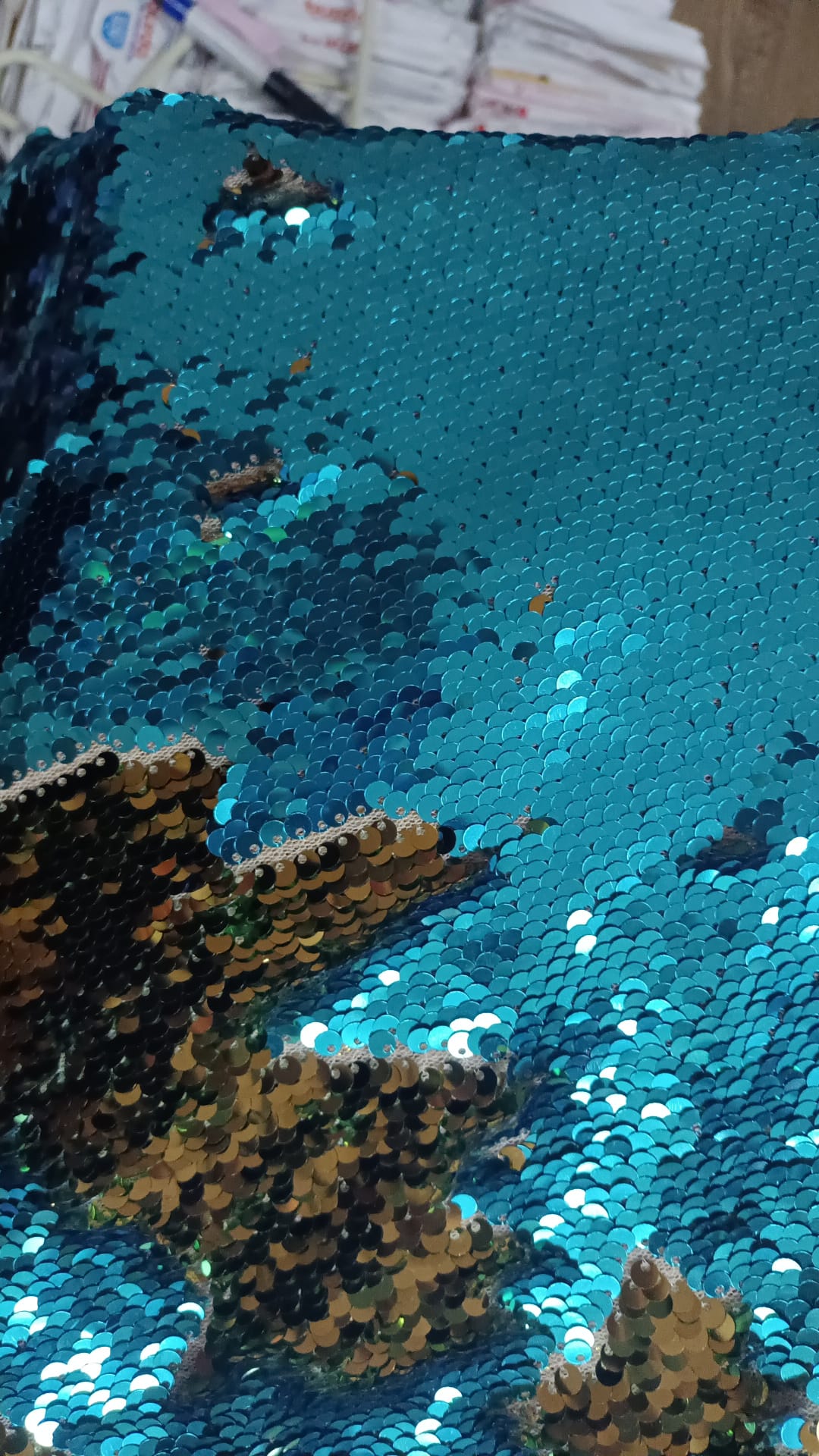Blue and Gold flip sequins
