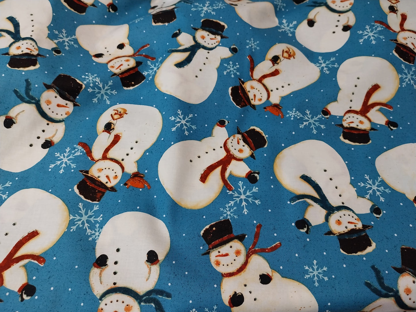 Blue Snowman Cotton