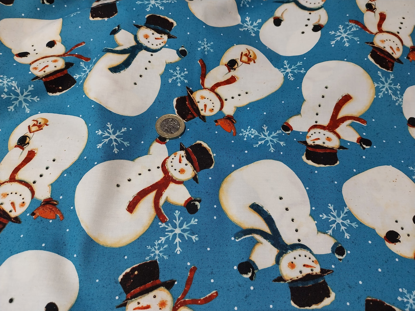 Blue Snowman Cotton