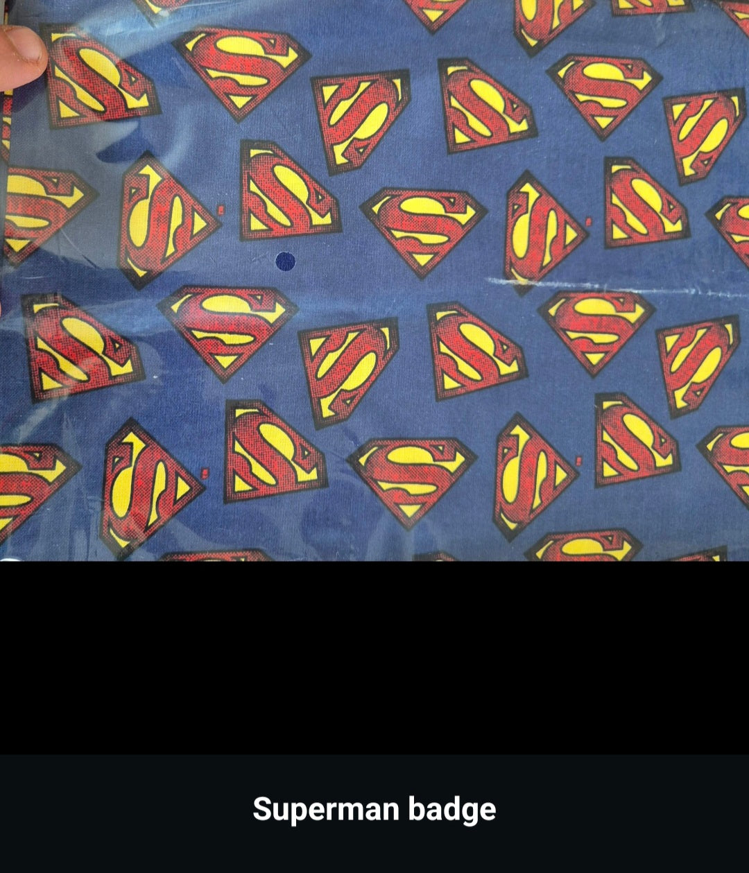 100% cotton SuperMan badge