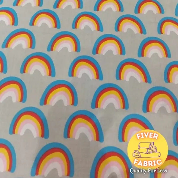 Rainbow polycotton on grey