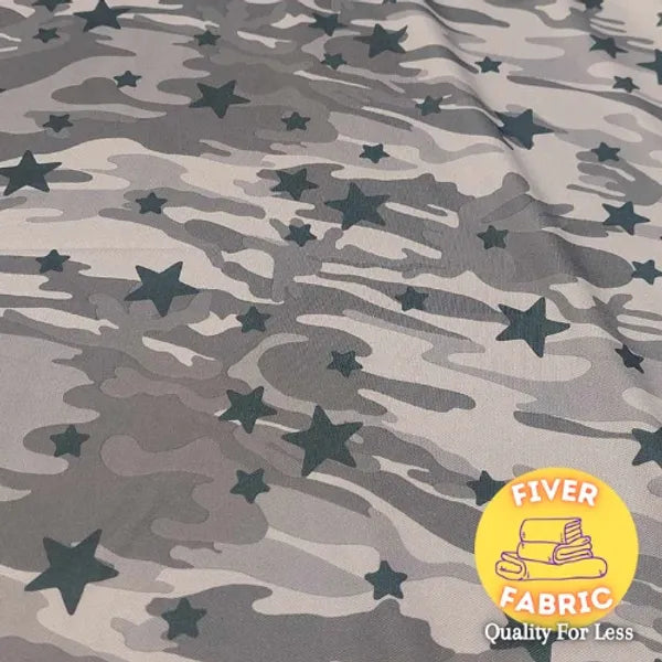 Grey stars lightweight scuba / poly Jersey