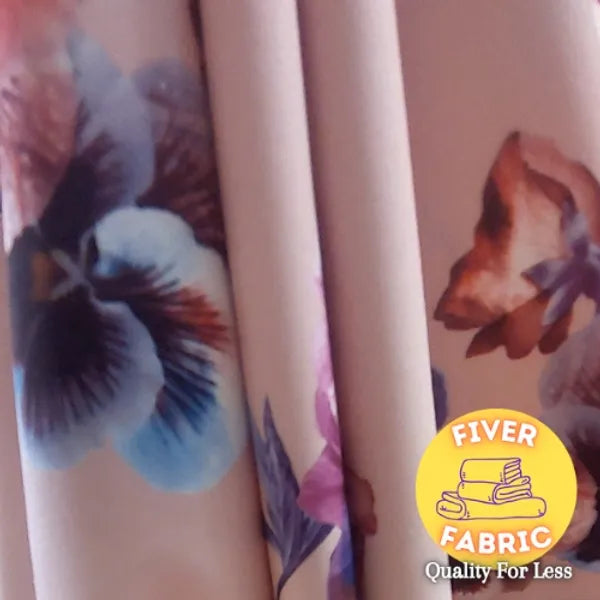 Flowers on peach jersey