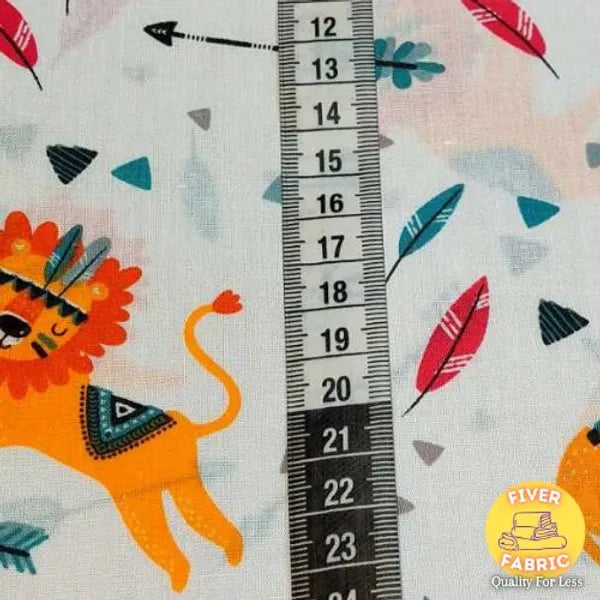 Lions on white cotton