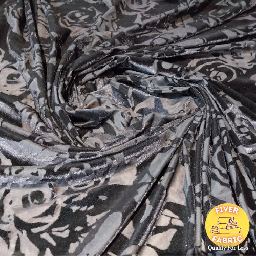 Printed Rose's burnout Velour 2 colours to choose from