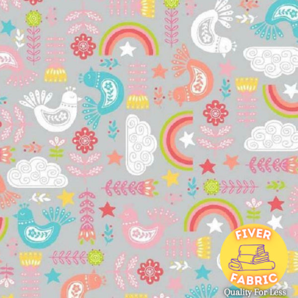 Birds & Rainbows Soft shell - grey
