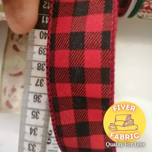 Red gingham check 1.5inch wide ribbon