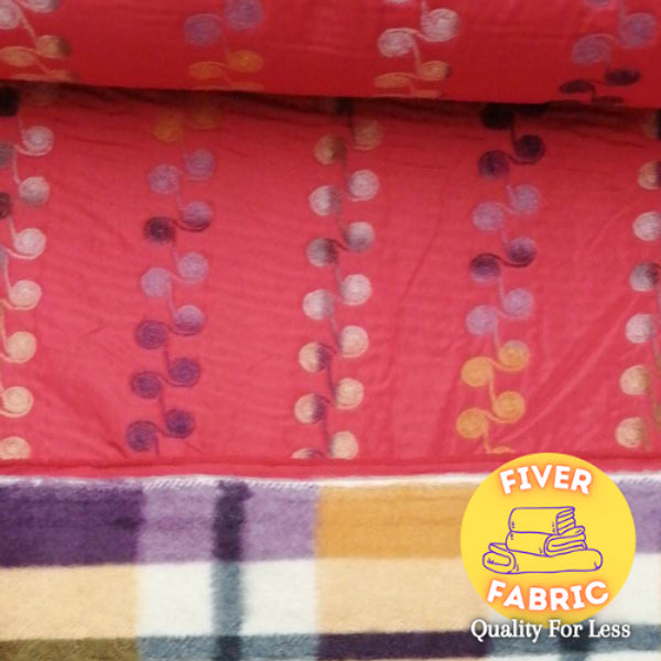 Polar fleece with red swirls backing