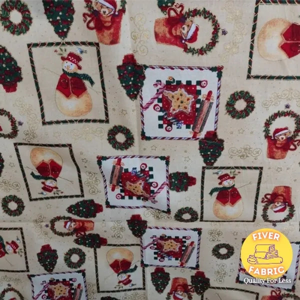 Snowman and bears Christmas Cotton