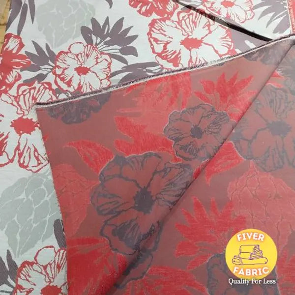 red and grey upholstery