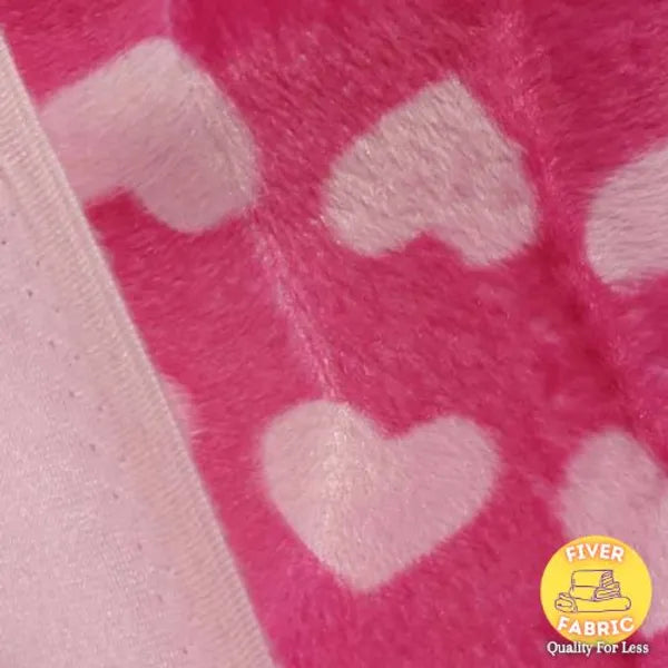 Hearts pink micro fur