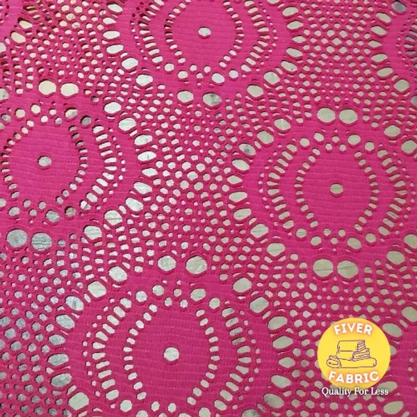 Hot Pink circle stretch  lace