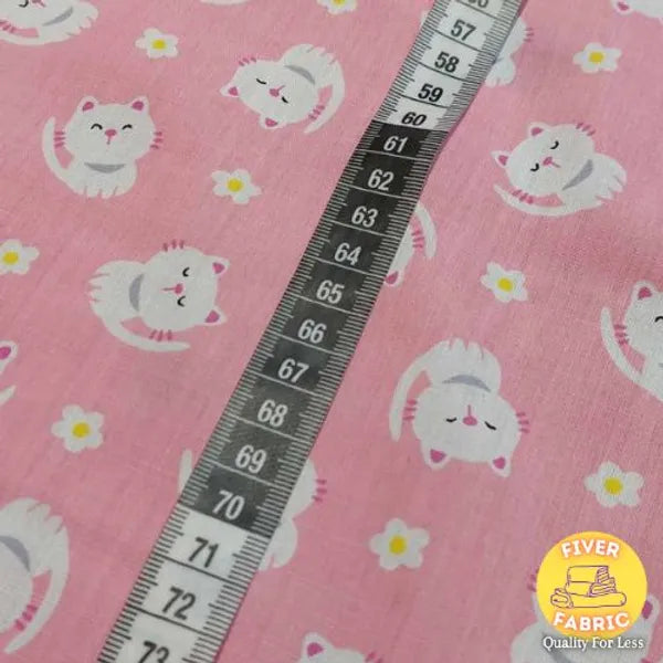 Pink kitty polycotton