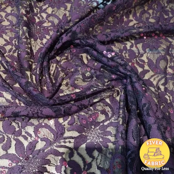 Aubergine Sequin Lace