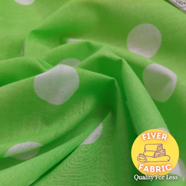 Lime polka dot polycotton