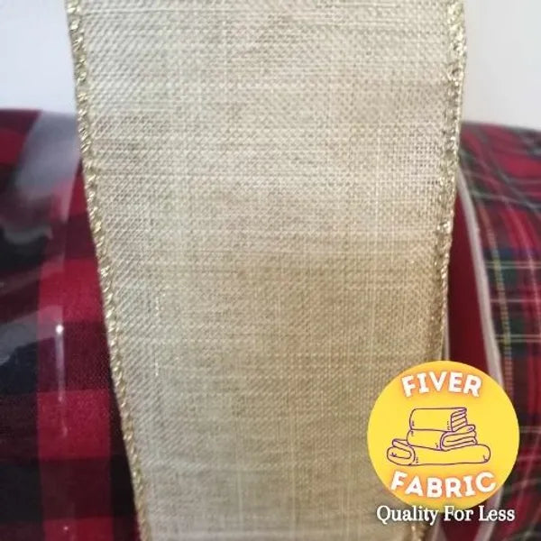 Gold edged hessian Ribbon