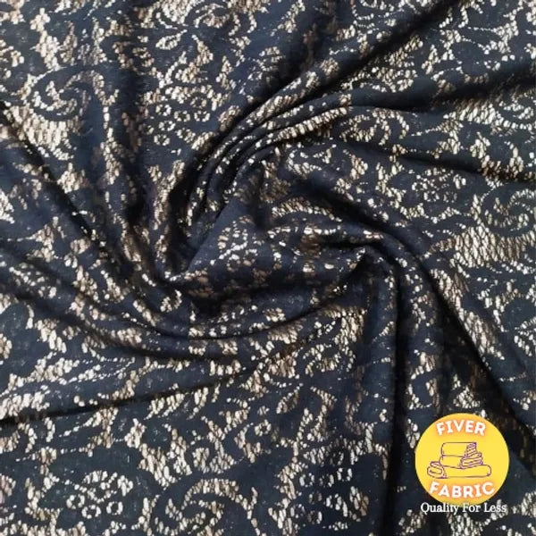Lace look stretch black and gold
