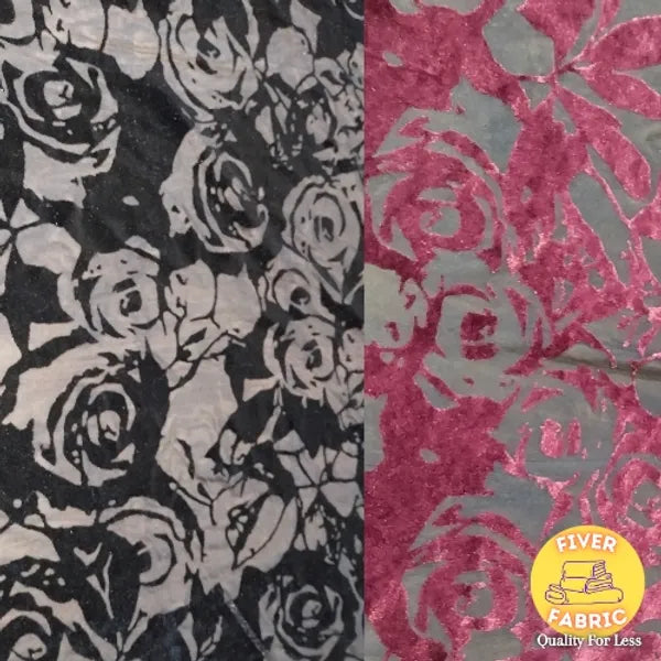 Printed Rose's burnout Velour 2 colours to choose from