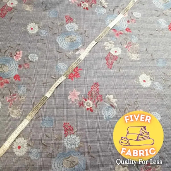 Floral check fleeceback sweatshirt