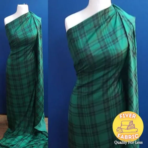 Green check sateen