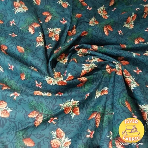 Pinecones Double Border Cotton