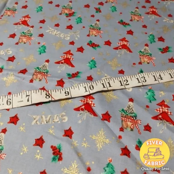 Pale Blue Xmas Cotton