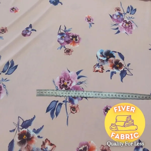 Flowers on peach jersey