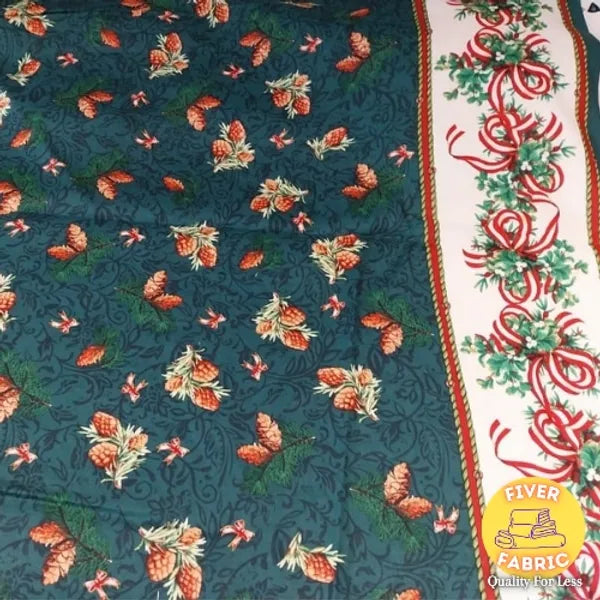 Pinecones Double Border Cotton