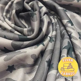 Grey stars lightweight scuba / poly Jersey