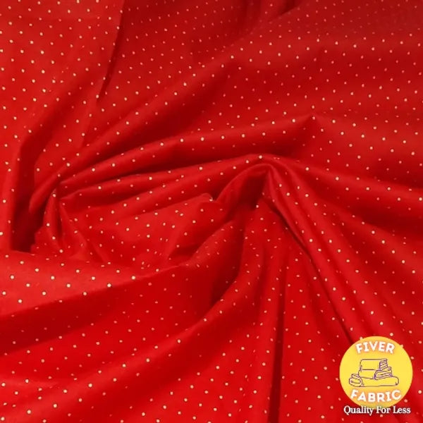 Small Gold Spot on Red Cotton