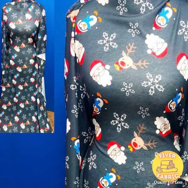 Santa's surprise on black knit jersey