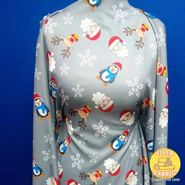 Santa's surprise on sliver knit jersey