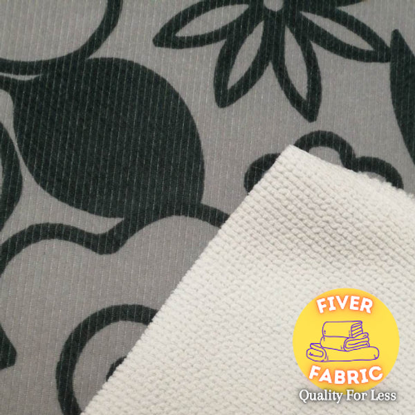 Flower Ribbed Jersey (Grey)