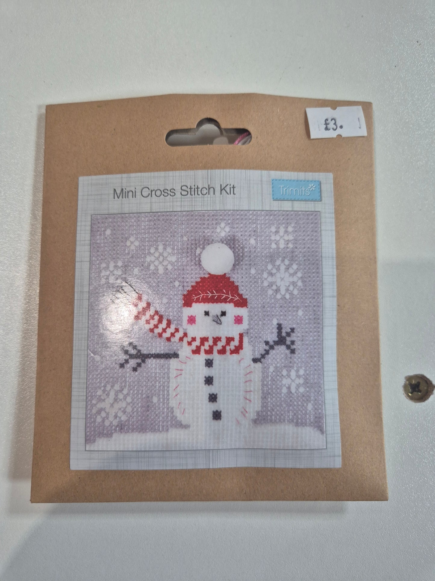 Snowman cross stitch kit