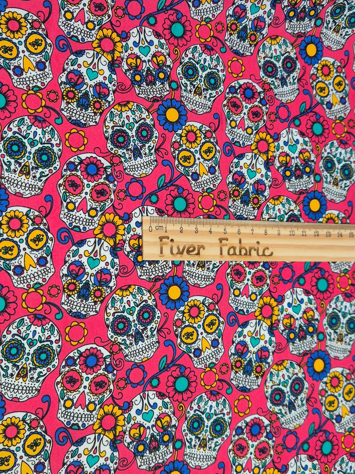 100% cotton poplin skulls pink