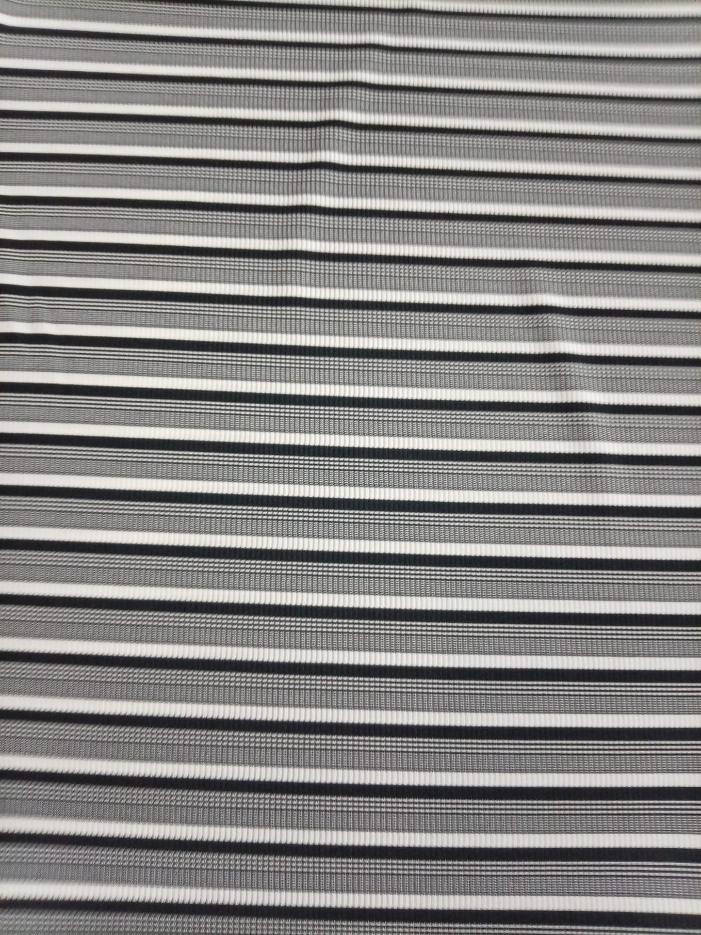 Black grey white ribbed jersey