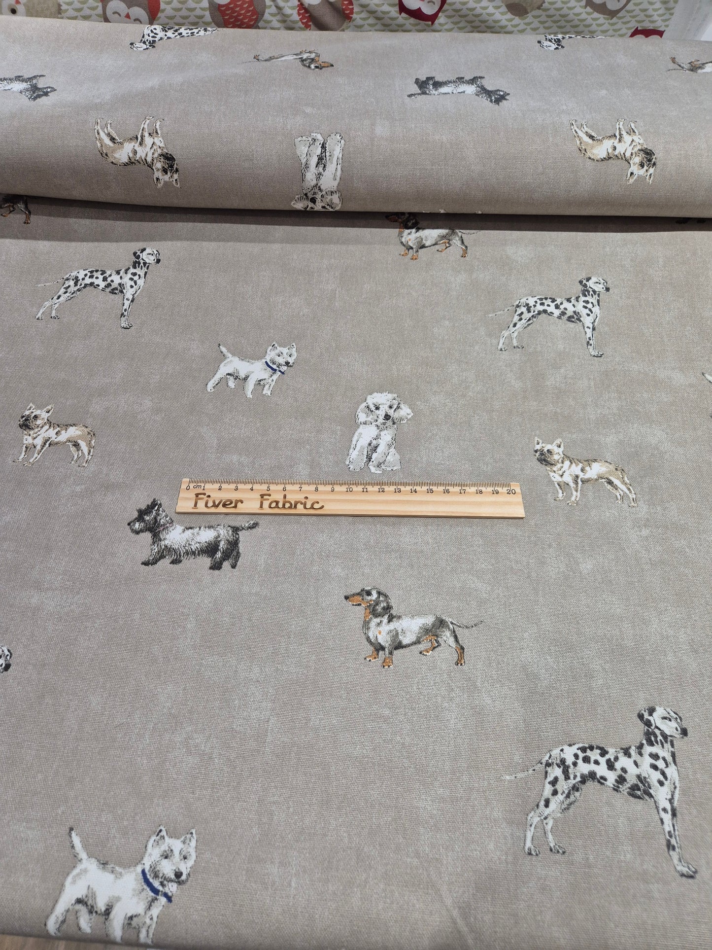 Dogs cotton canvas taupe