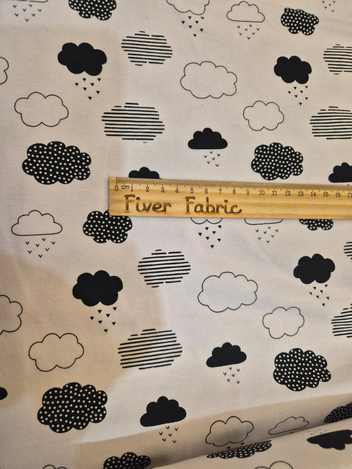 Clouds on white cotton lycra