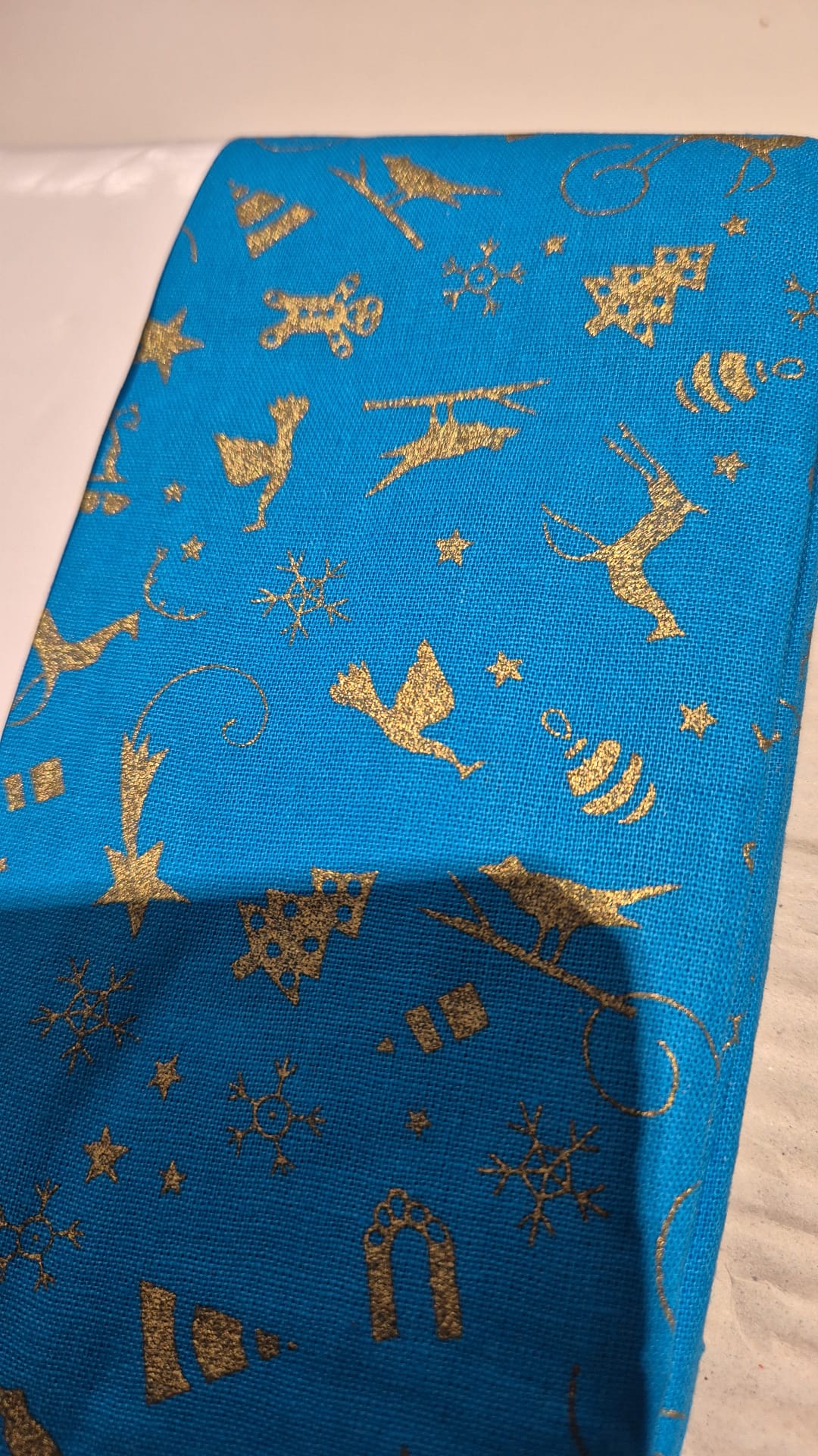 100% cotton Christmas gold foil print. Hand wash