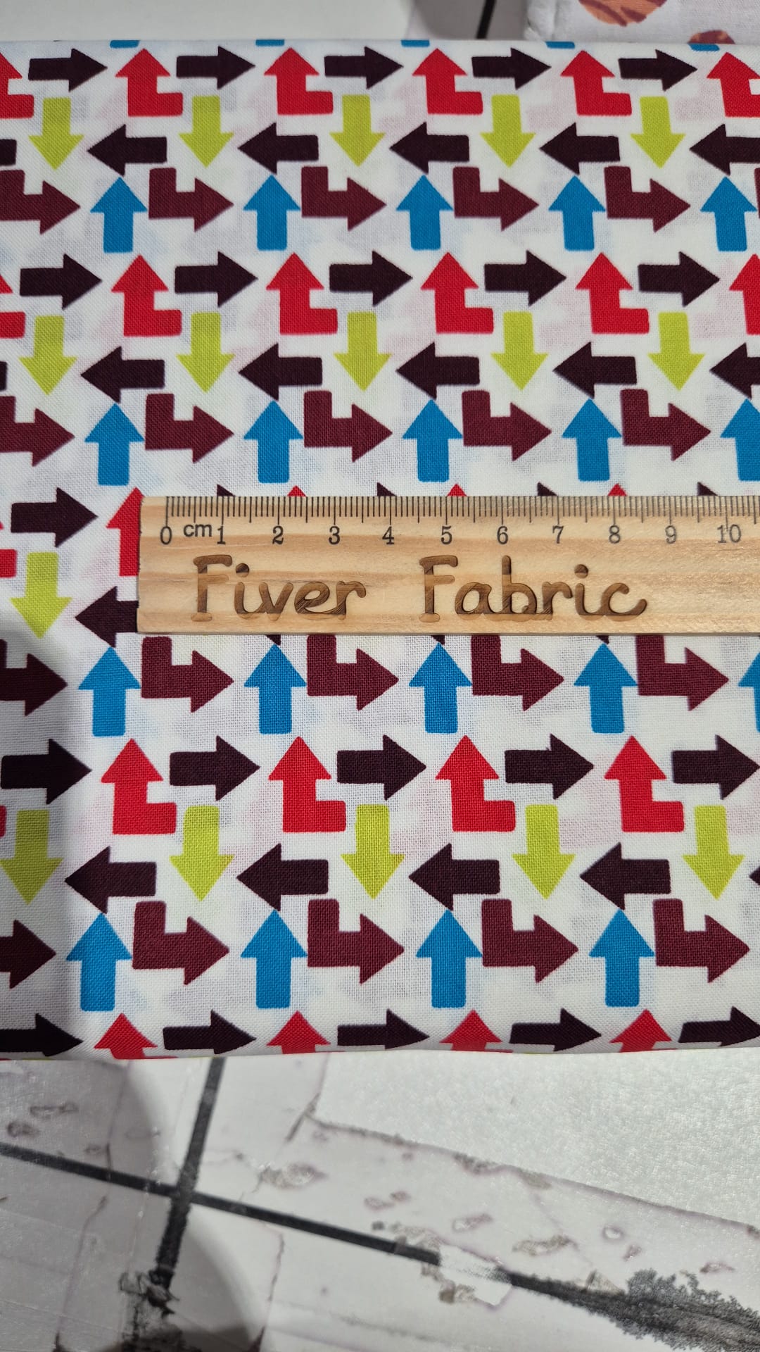 100% cotton arrows red, navy, blue, yellow