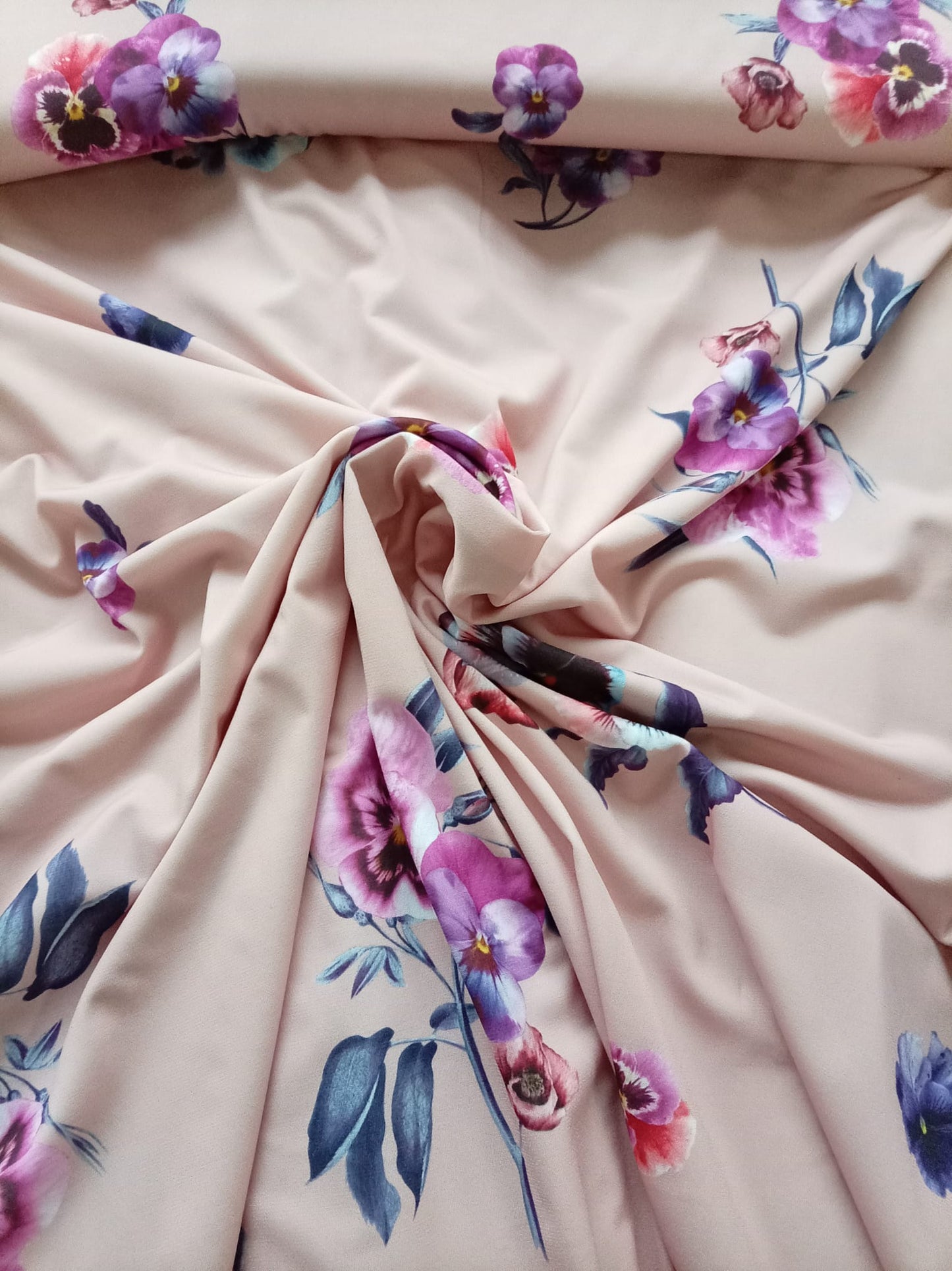 Flowers on peach jersey