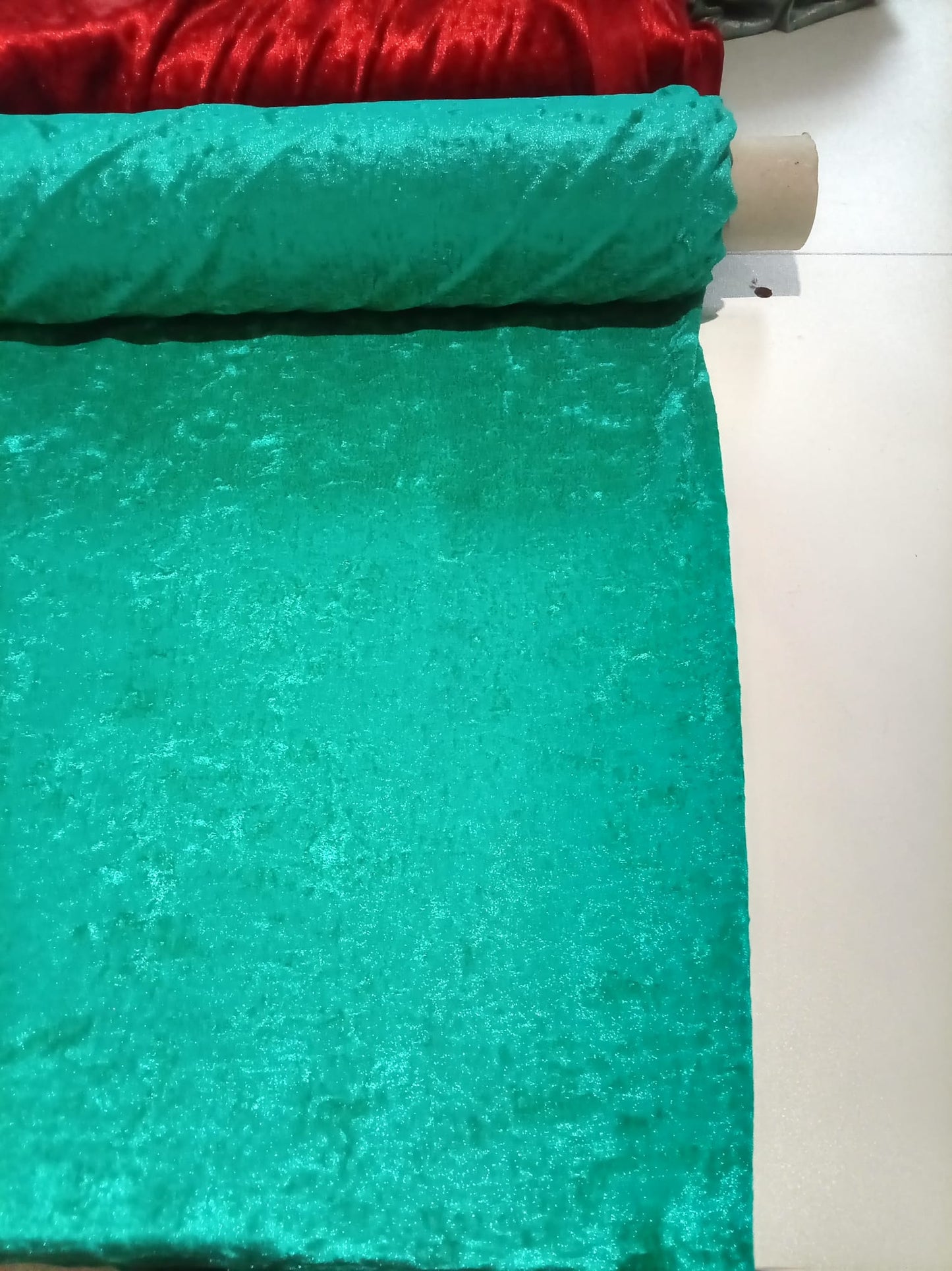 Jade green crushed velvet