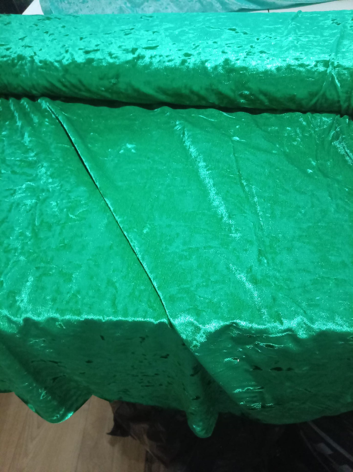 Emerald green crushed velvet