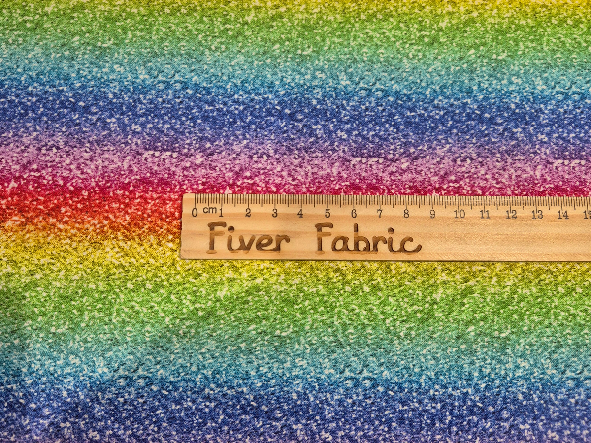 100% cotton rainbow glitter look