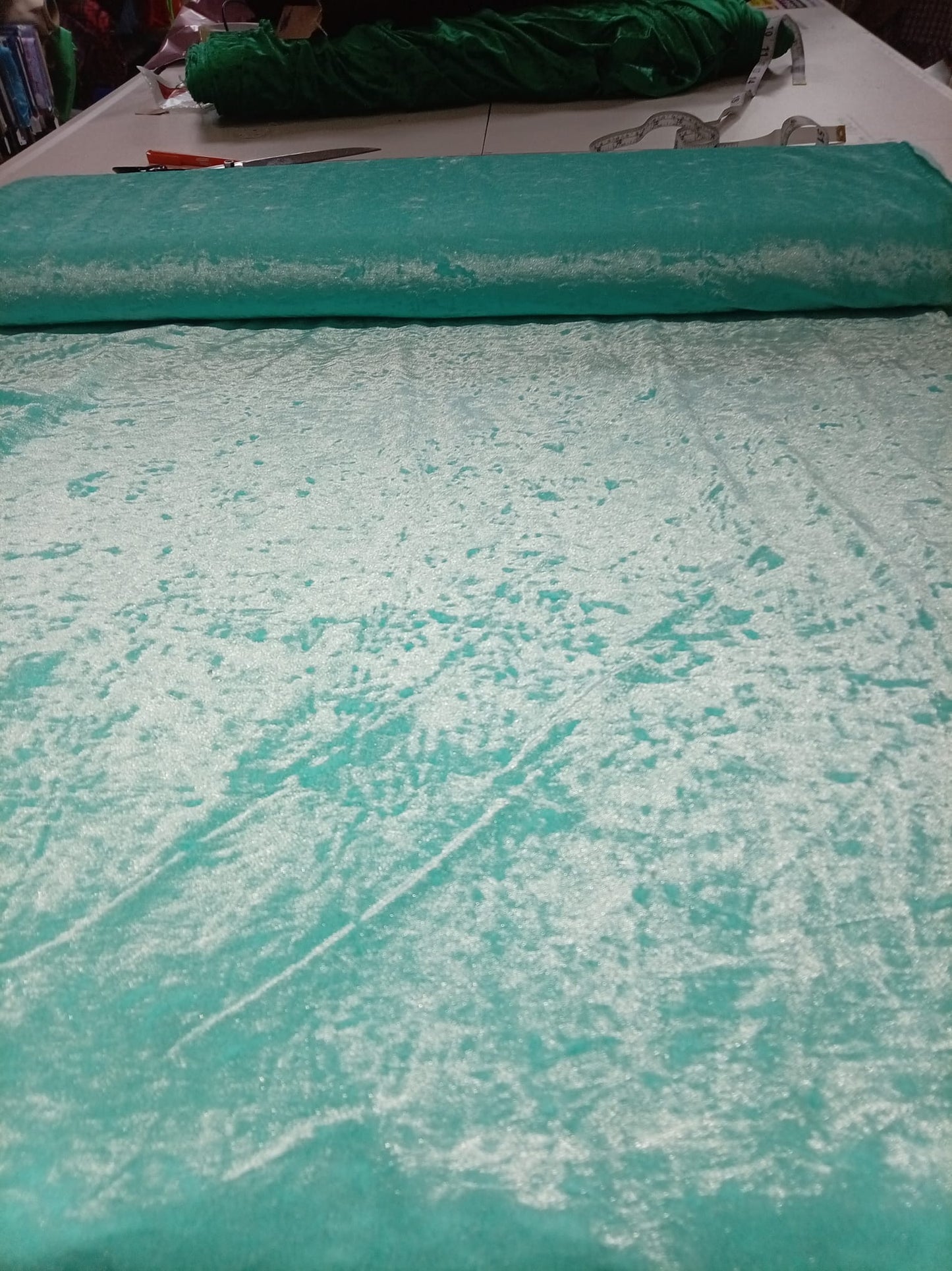 Turquoise crushed velvet