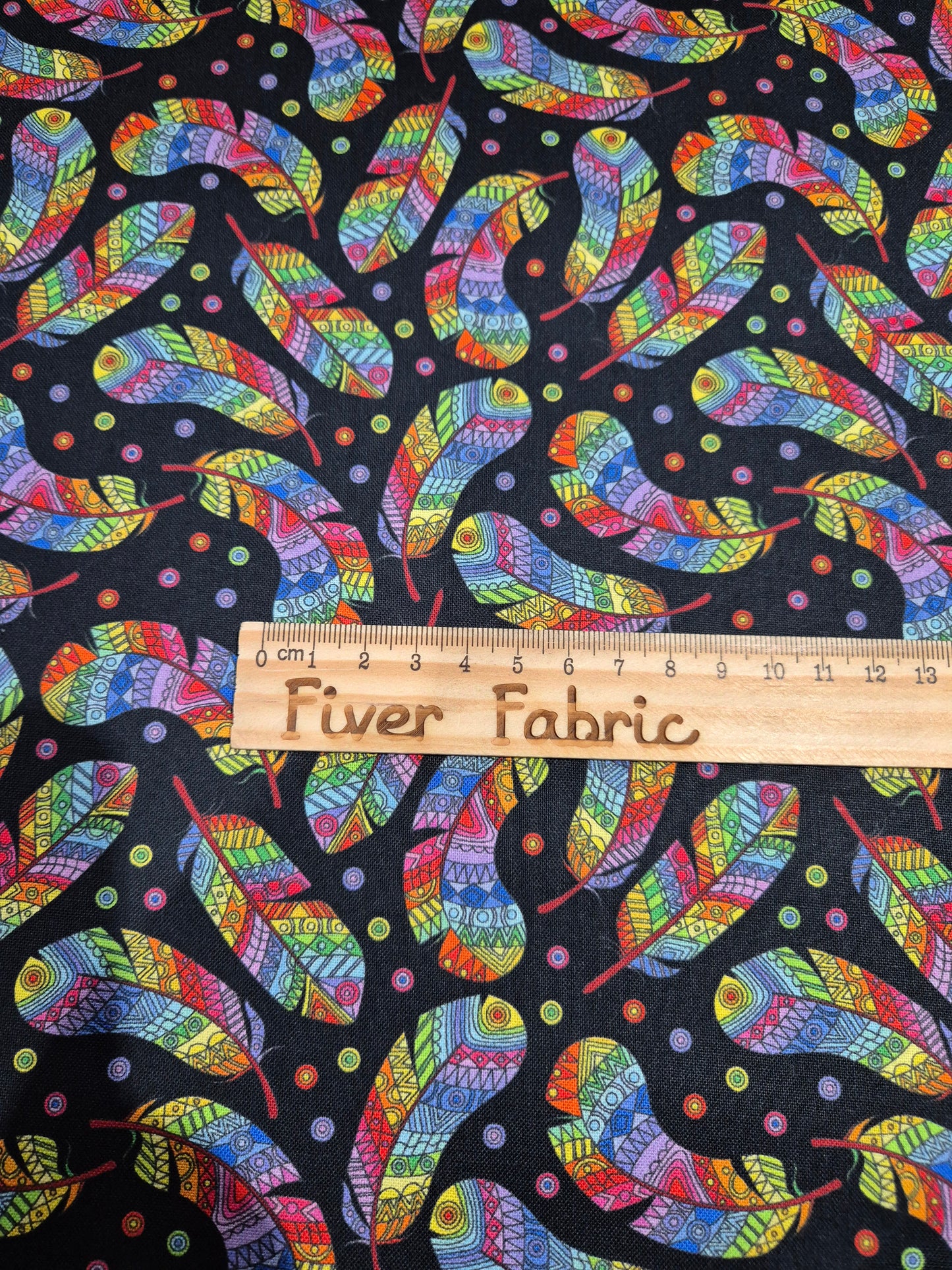 100% cotton rainbow feathers
