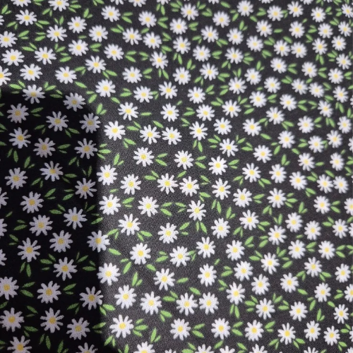 100% Cotton Daisy on Black